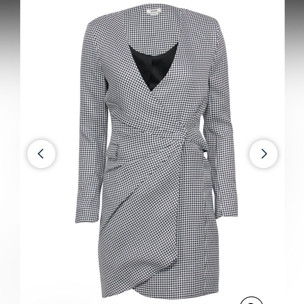 JASON WU MINI DRESS SIZE M BLACK/WHITE PLAID V-NECK JACKET NWT